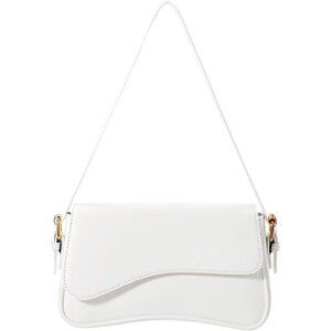 Shoulder Bag Vegan Leather with 2 Removable Strap White